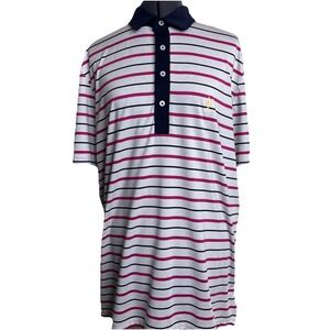 RLX Ralph Lauren The Honors Course Polo Shirt Mens L Striped Performance Golf